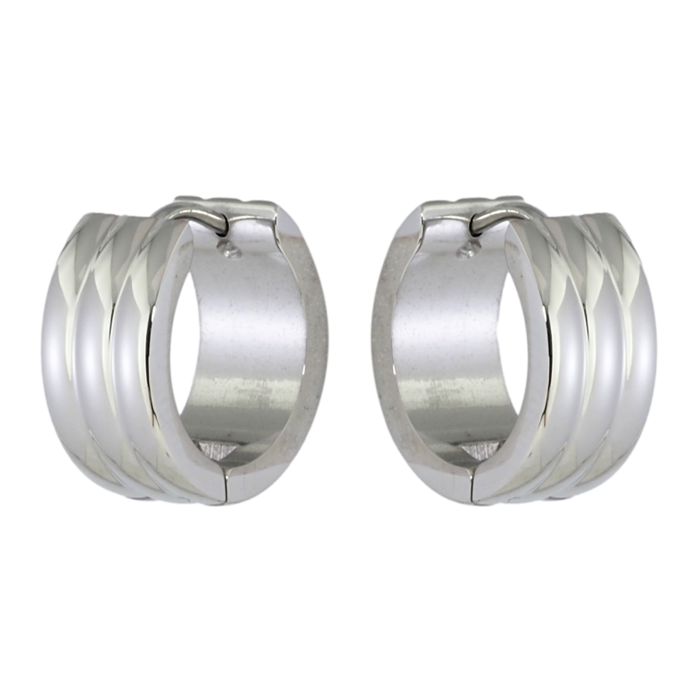 Сережки Xuping TTM Stainless Steel колір Родій колечка Смугастий візерунок фото №1