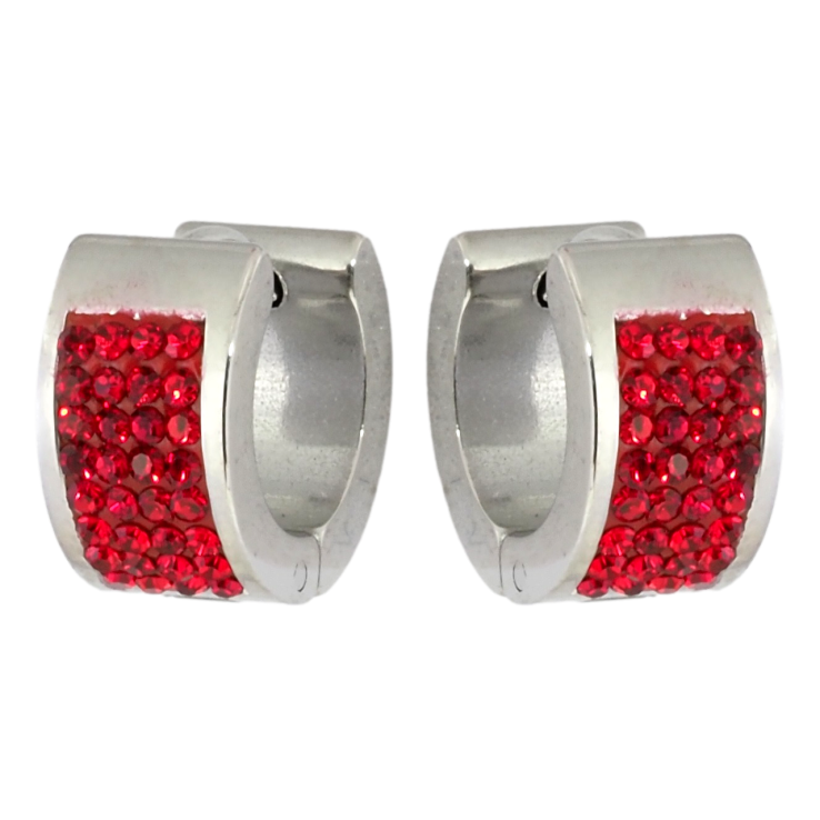 Сережки Xuping TTM Stainless Steel колір Родій колечка Інкрустація червоним цирконієм фото №13