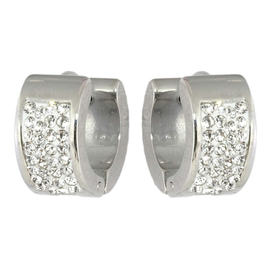 Серьги Xuping TTM Stainless Steel цвет Родий колечки Инкрустация цирконием фото №1