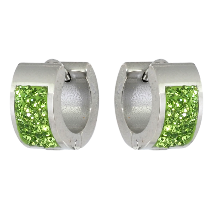 Сережки Xuping TTM Stainless Steel колір Родій колечка Інкрустація зеленим цирконієм фото №15