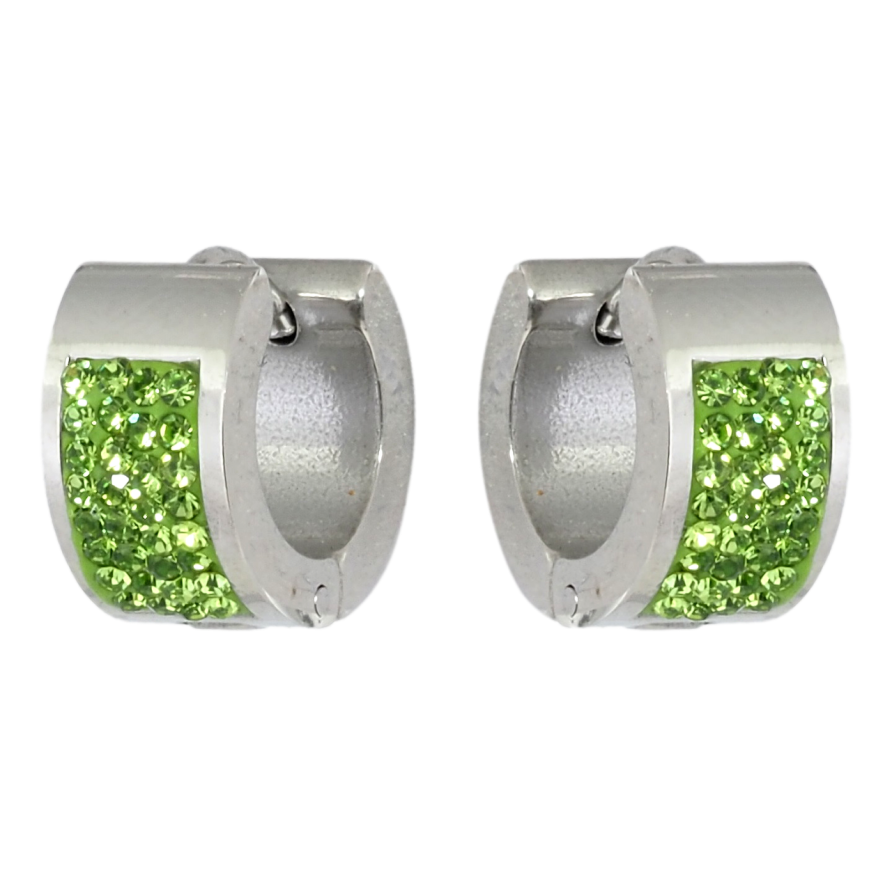 Сережки Xuping TTM Stainless Steel колір Родій колечка Інкрустація зеленим цирконієм фото №1