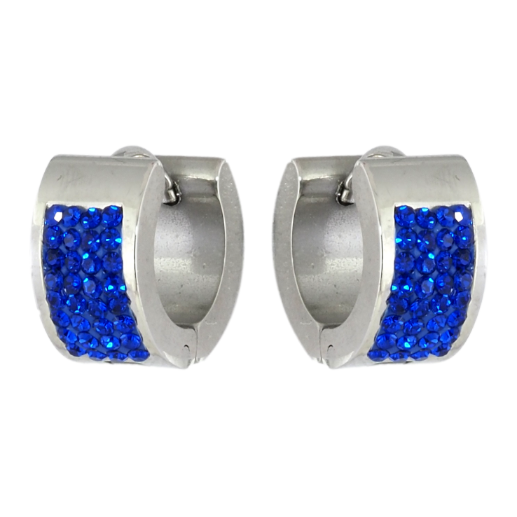 Сережки Xuping TTM Stainless Steel колір Родій колечка Інкрустація синім цирконієм фото №14