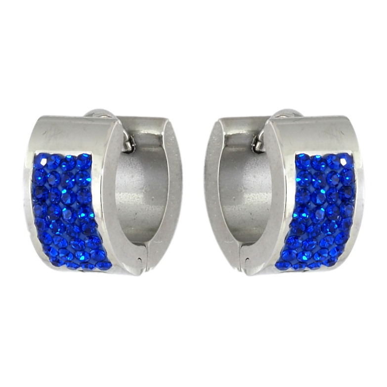 Сережки Xuping TTM Stainless Steel колір Родій колечка Інкрустація синім цирконієм фото №2