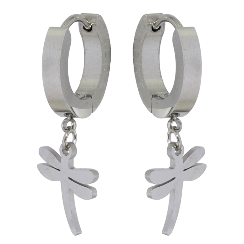 Серьги Xuping TTM Stainless Steel цвет Родий подвески на колечках Стрекозы фото №1