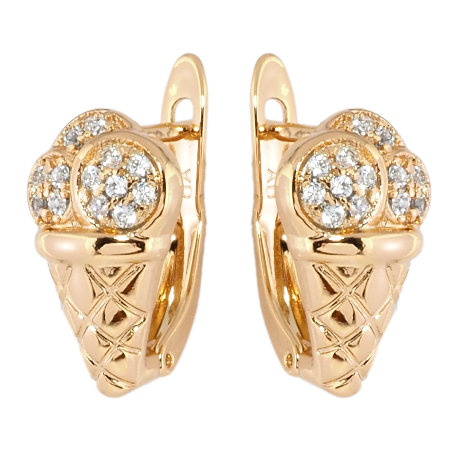 Серьги Xuping Позолота 18K английский замок Мороженое с инкрустацией цирконием фото №1