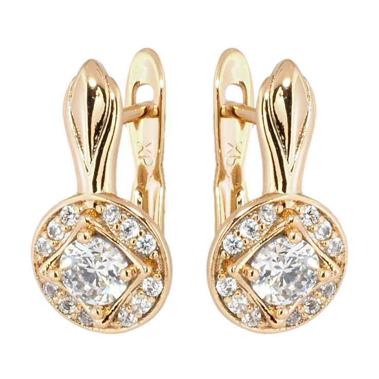 Сережки Xuping Позолота 18K англійський замок Візерунок з цирконієм фото №15