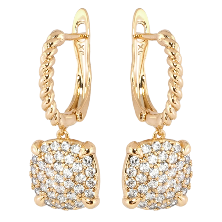 Сережки Xuping Позолота 18K англійський замок Підвіски з інкрустацією цирконієм фото №16