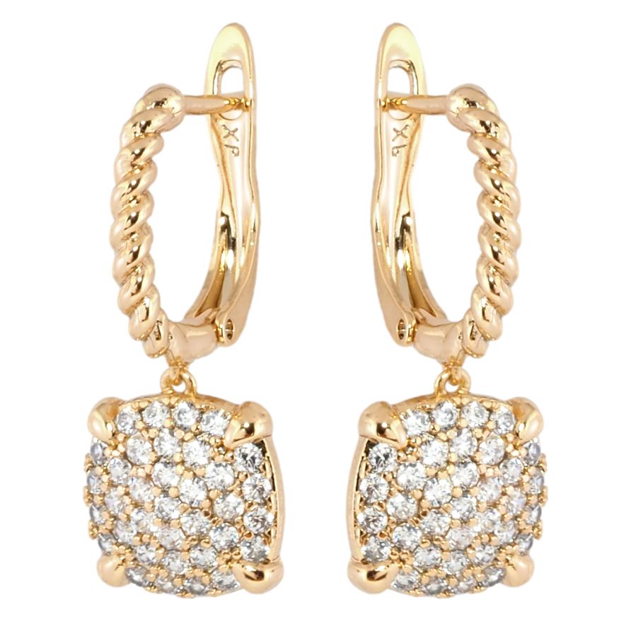 Сережки Xuping Позолота 18K англійський замок Підвіски з інкрустацією цирконієм фото №1