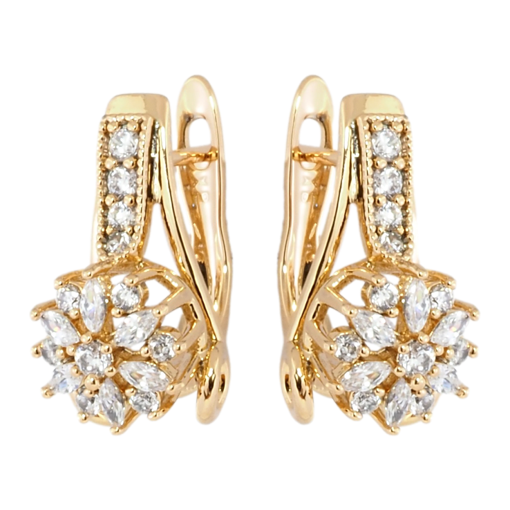 Серьги Xuping Позолота 18K английский замок Цветочный узор с цирконием фото №24