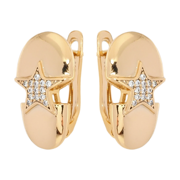 Серьги Xuping Позолота 18K английский замок Звезды с цирконием фото №22