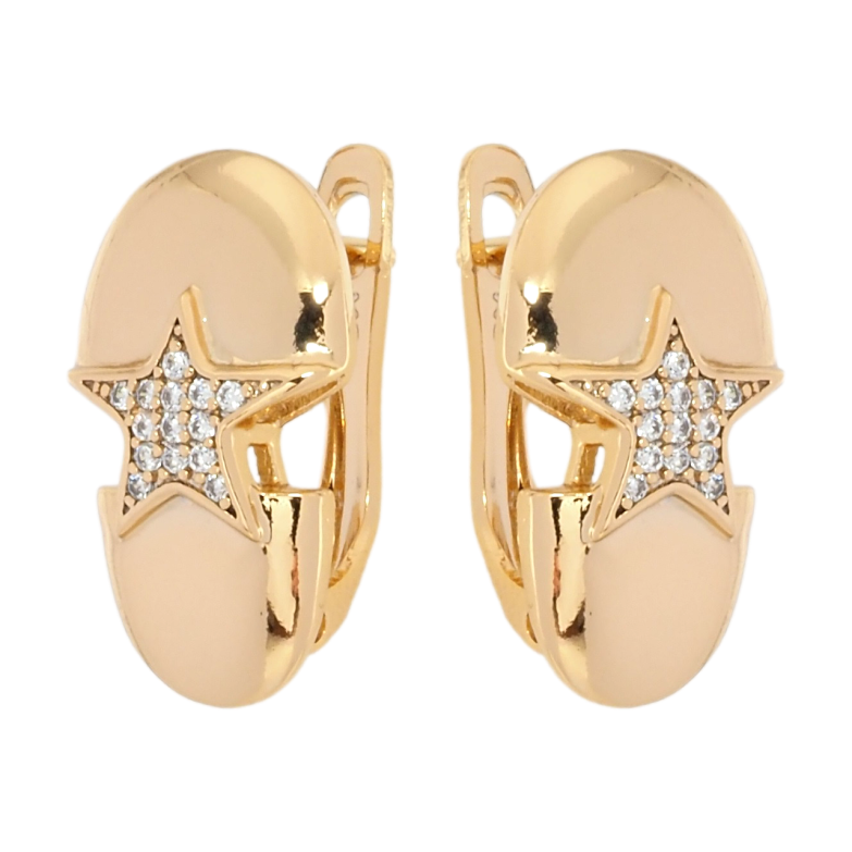 Сережки Xuping Позолота 18K англійський замок Зірки з цирконієм фото №1