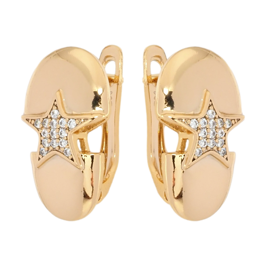 Сережки Xuping Позолота 18K англійський замок Зірки з цирконієм фото №1