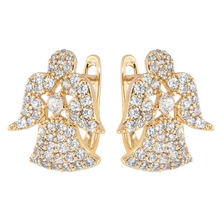 Серьги Xuping Позолота 18K английский замок Ангелочки инкрустация цирконием фото №12
