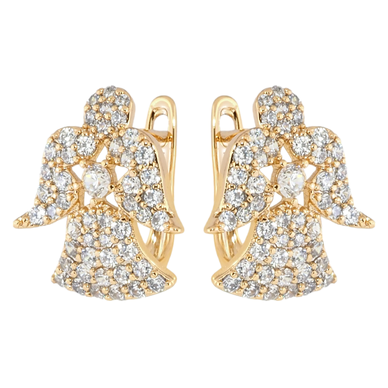Серьги Xuping Позолота 18K английский замок Ангелочки инкрустация цирконием фото №1