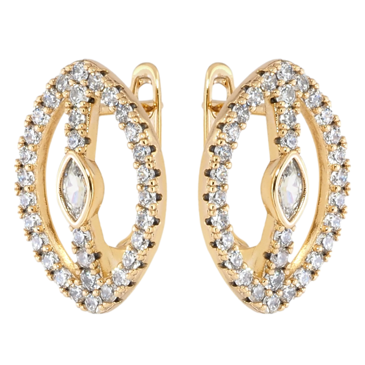 Серьги Xuping Позолота 18K английский замок Овалы с инкрустацией цирконием фото №17