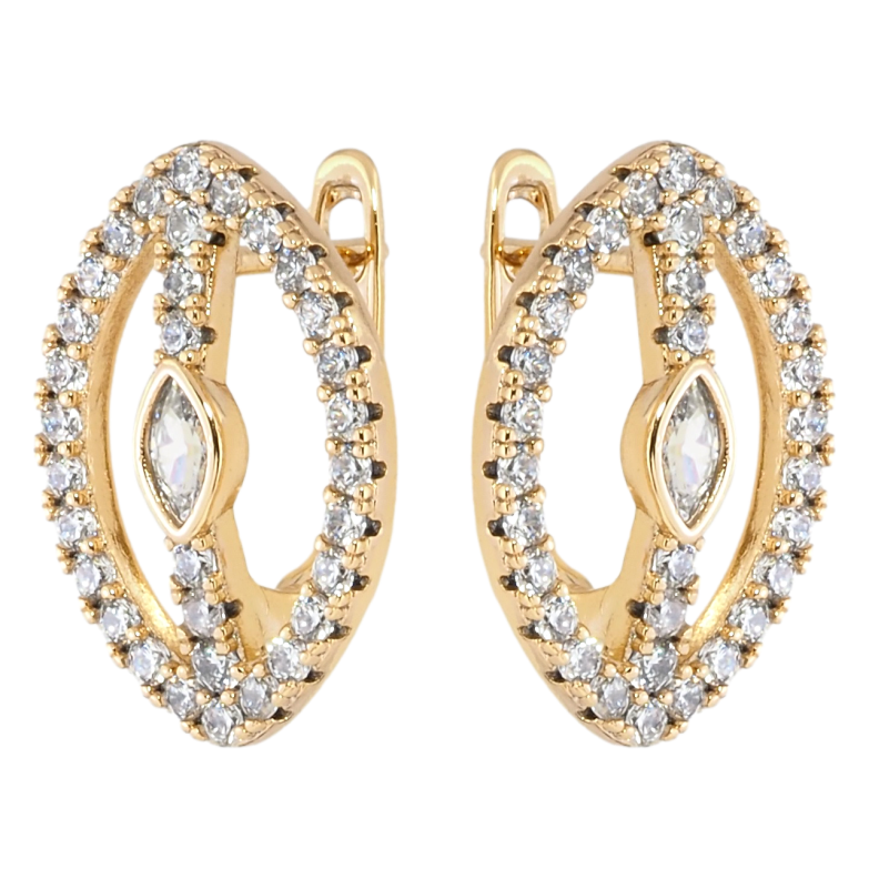 Серьги Xuping Позолота 18K английский замок Овалы с инкрустацией цирконием фото №1