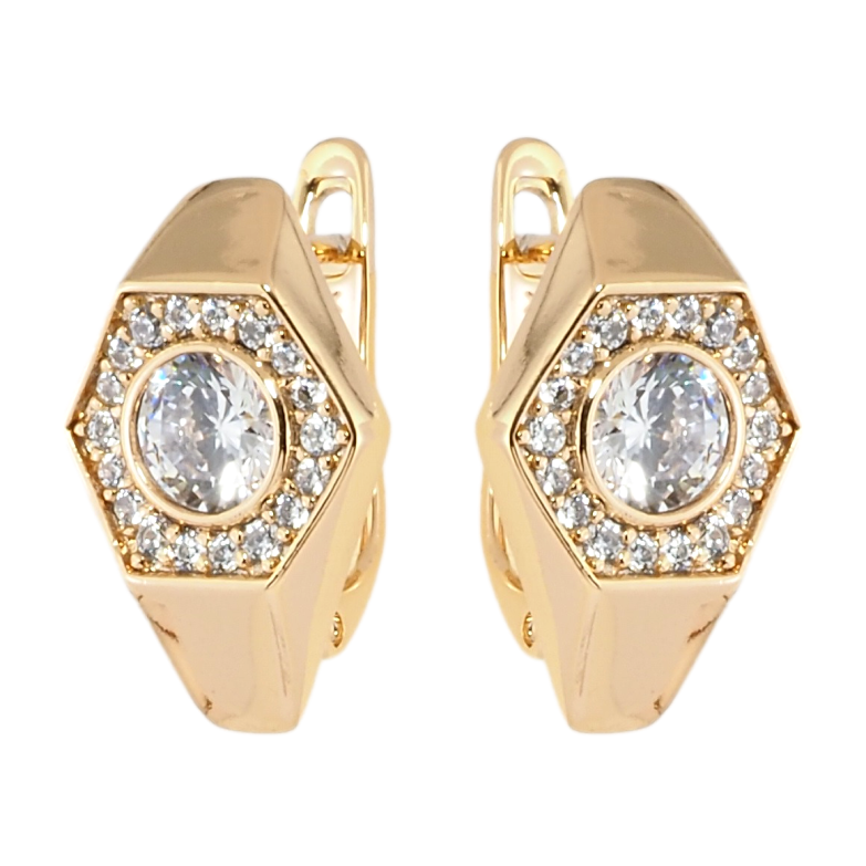 Сережки Xuping Позолота 18K англійський замок Фігурний візерунок з цирконієм фото №1