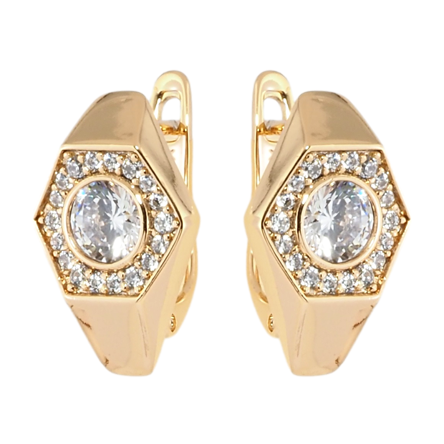 Сережки Xuping Позолота 18K англійський замок Фігурний візерунок з цирконієм фото №1