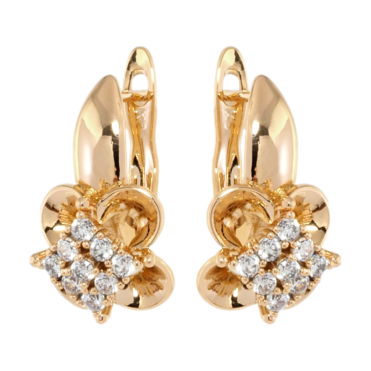 Серьги Xuping Позолота 18K английский замок Цветочки с цирконием фото №5
