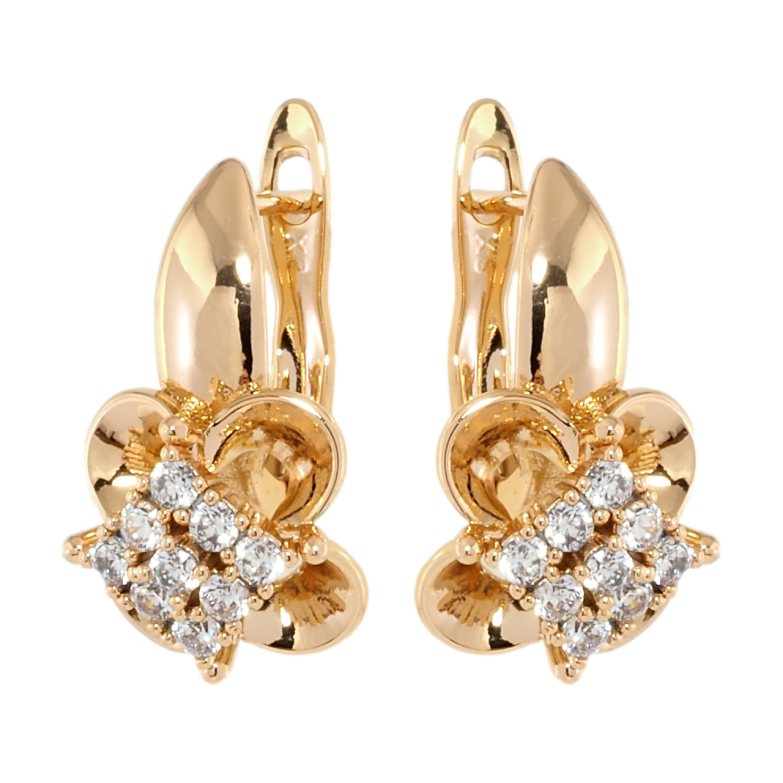 Серьги Xuping Позолота 18K английский замок Цветочки с цирконием фото №1