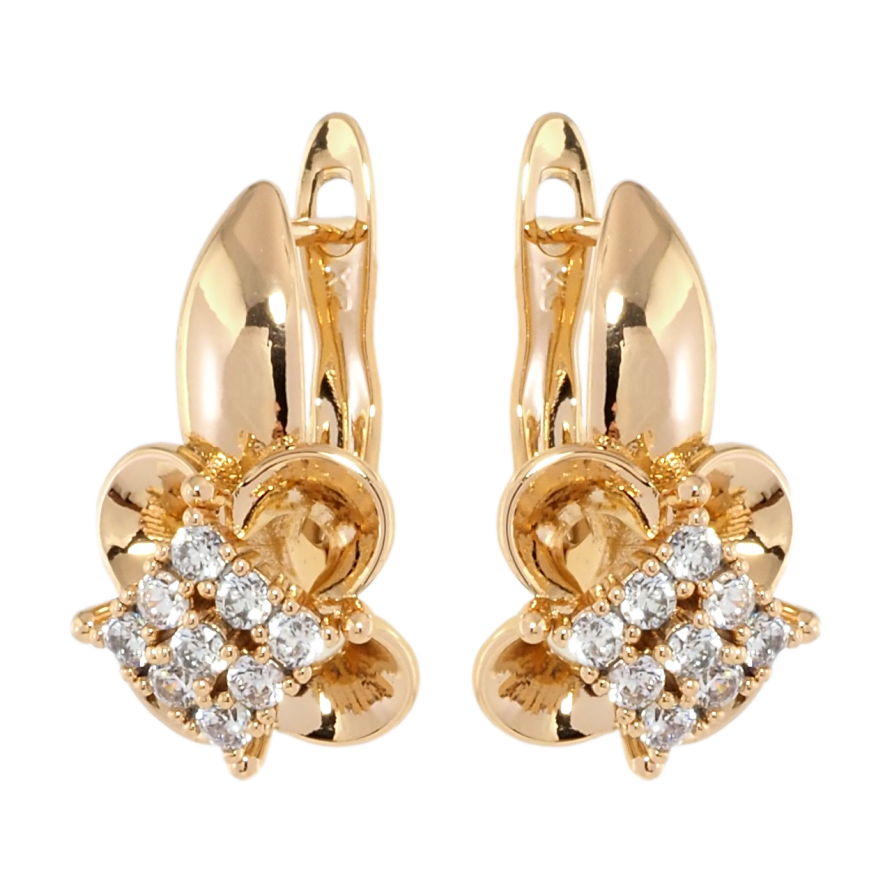 Серьги Xuping Позолота 18K английский замок Цветочки с цирконием фото №1