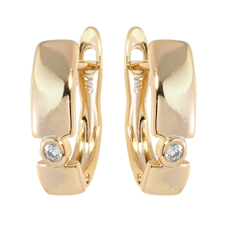 Серьги Xuping Позолота 18K английский замок Прямоугольные с вставками циркония фото №3