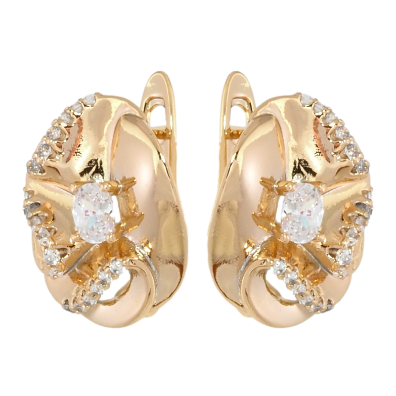 Серьги Xuping Позолота 18K английский замок Декоративные с цирконием фото №1