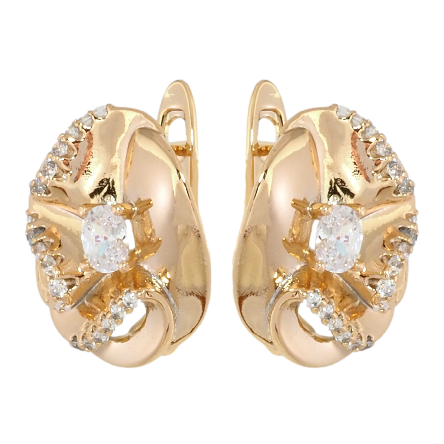 Серьги Xuping Позолота 18K английский замок Декоративные с цирконием фото №1