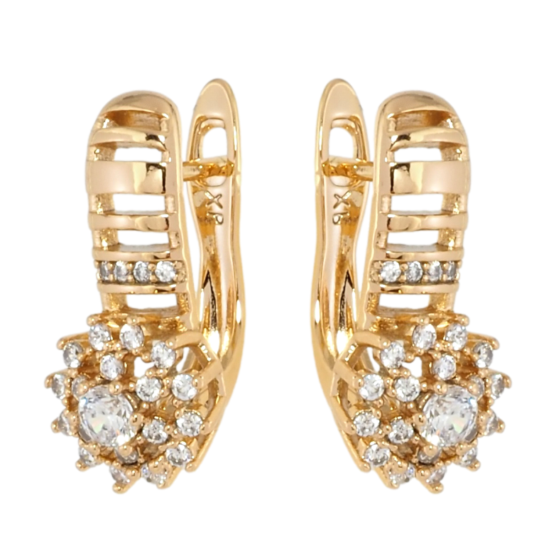 Серьги Xuping Позолота 18K английский замок Цветочки с цирконием фото №1