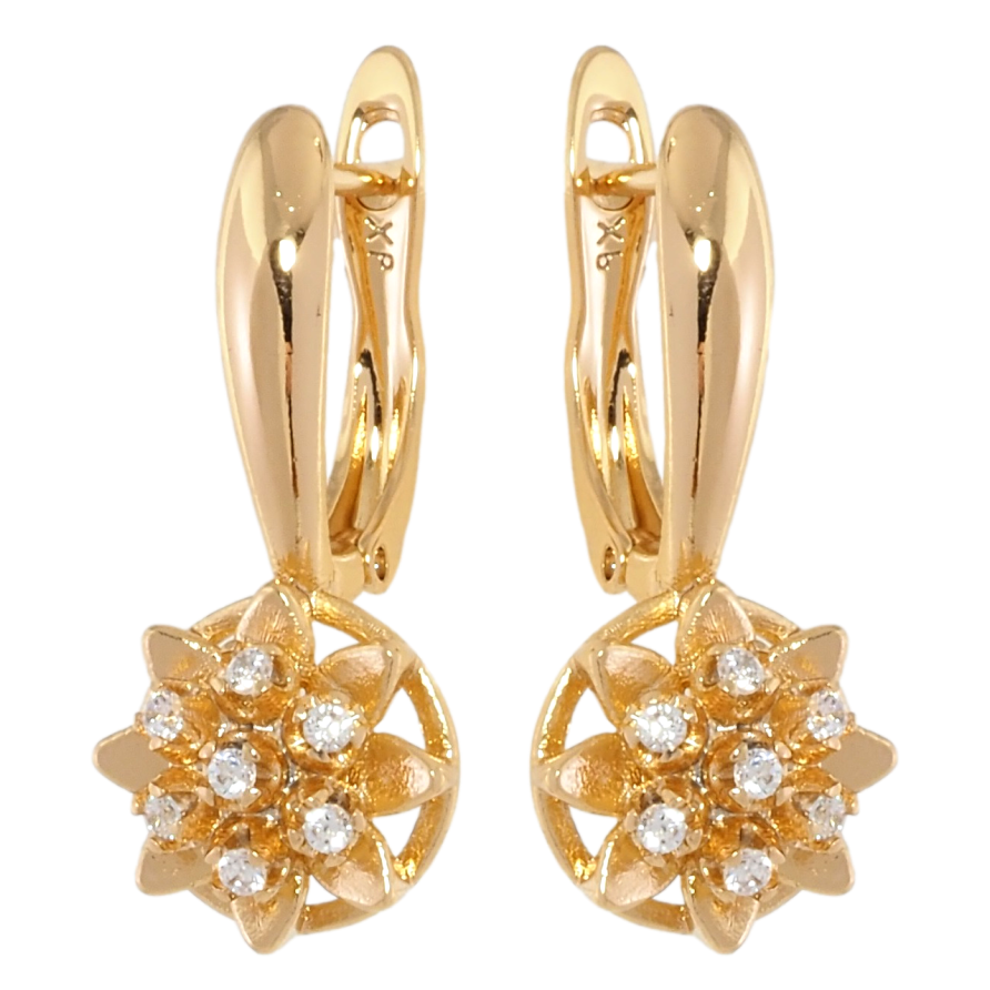 Сережки Xuping Позолота 18K англійський замок Квіти з цирконієм фото №1