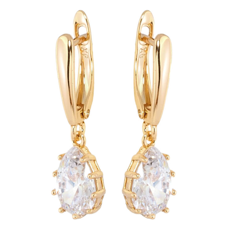 Сережки Xuping Позолота 18K англійський замок Кришталеві підвіски фото №7