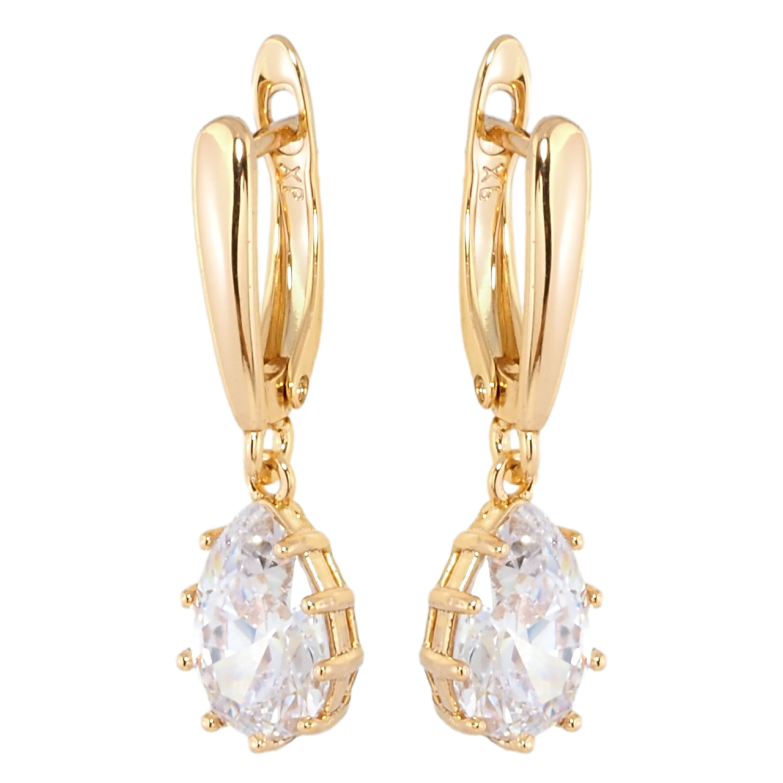 Сережки Xuping Позолота 18K англійський замок Кришталеві підвіски фото №1