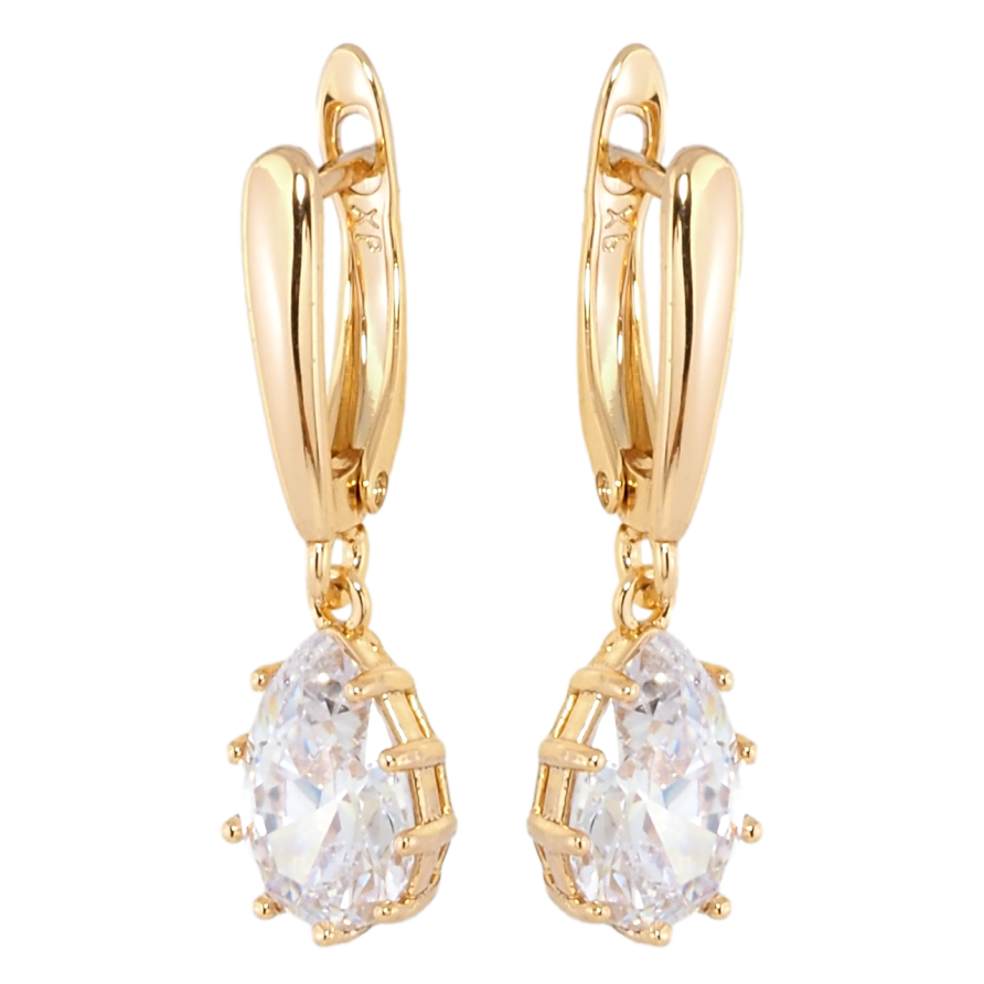 Сережки Xuping Позолота 18K англійський замок Кришталеві підвіски фото №1