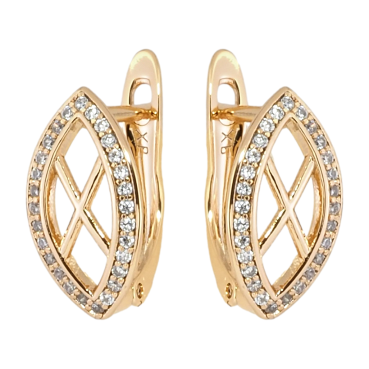 Сережки Xuping Позолота 18K англійський замок Декоративні овали з цирконієм фото №22