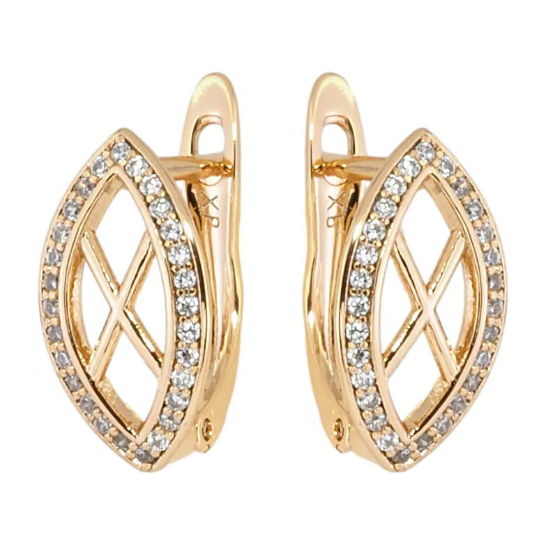 Серьги Xuping Позолота 18K английский замок Декоративные овалы с цирконием фото №1