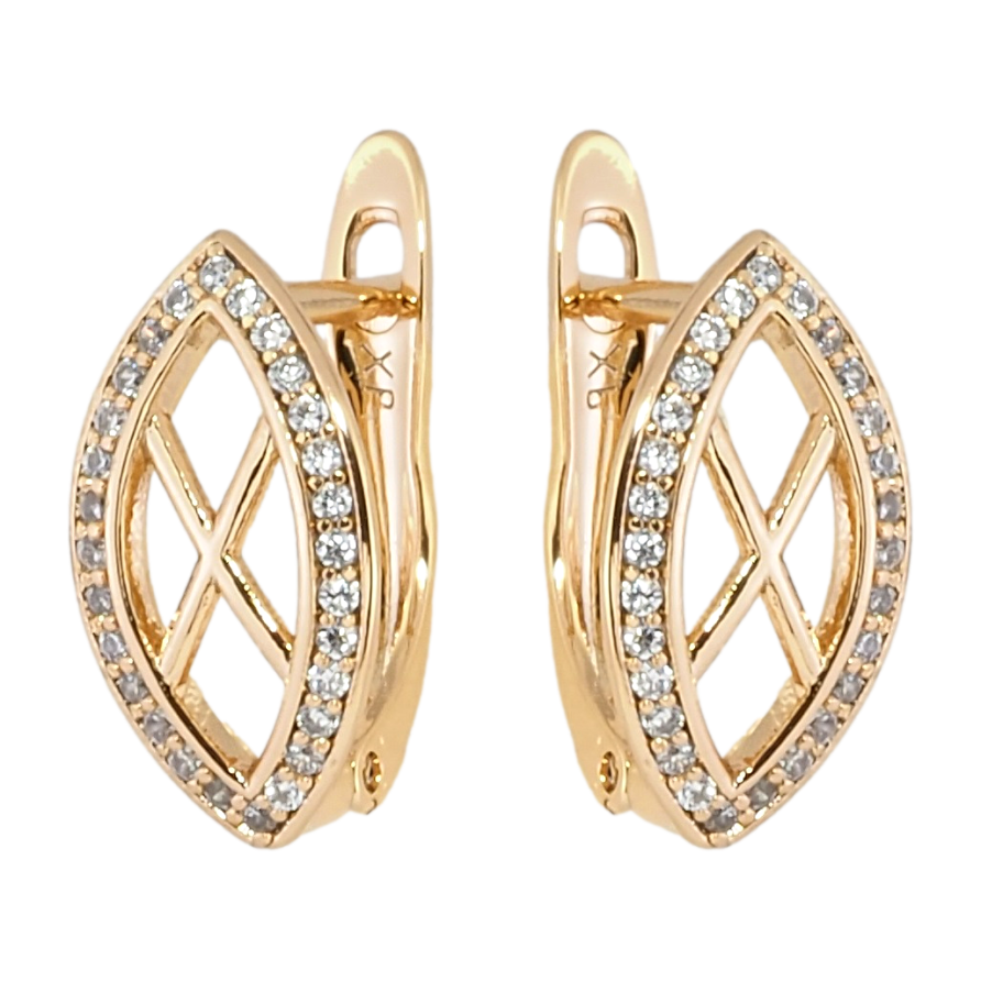 Сережки Xuping Позолота 18K англійський замок Декоративні овали з цирконієм фото №1