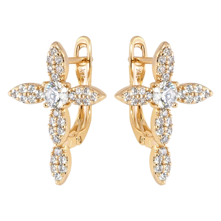 Серьги Xuping Позолота 18K английский замок Крестики с инкрустацией цирконием фото №10
