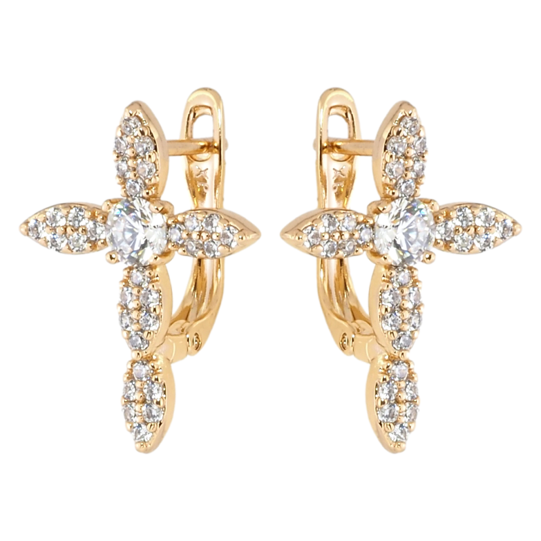 Серьги Xuping Позолота 18K английский замок Крестики с инкрустацией цирконием фото №1