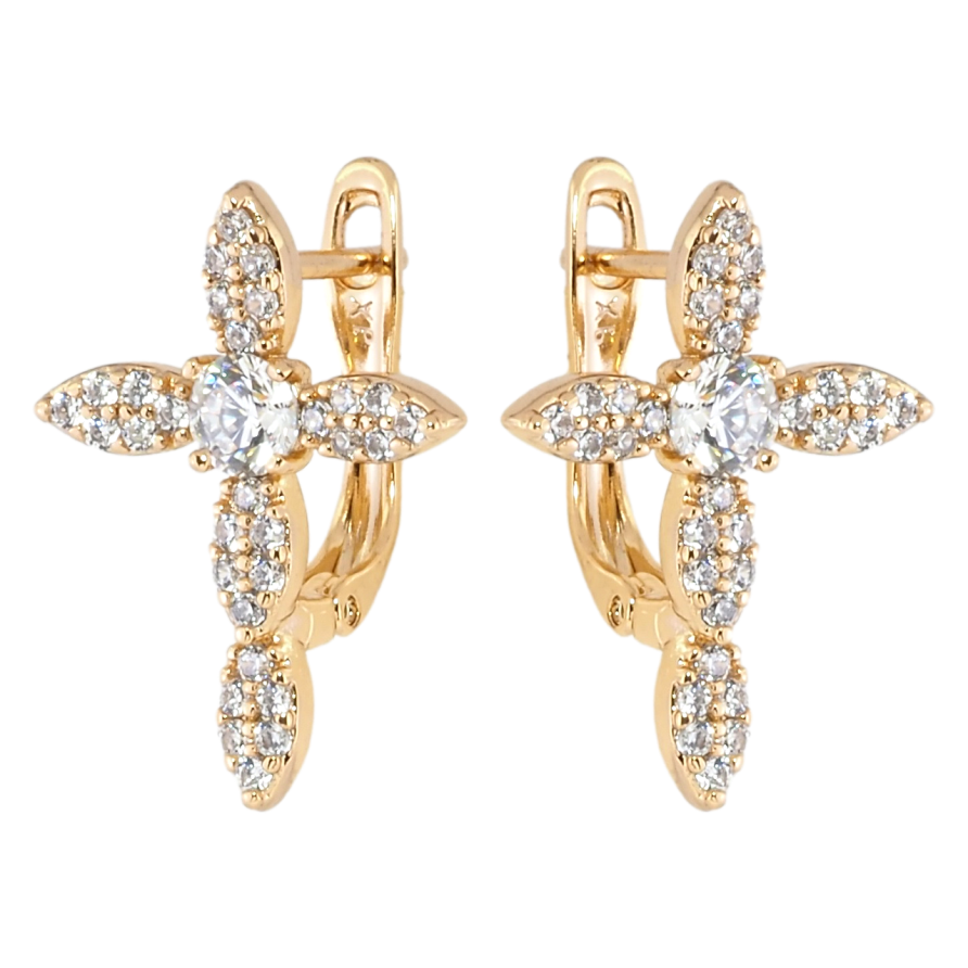 Серьги Xuping Позолота 18K английский замок Крестики с инкрустацией цирконием фото №1