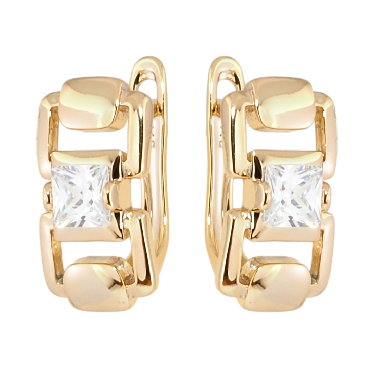 Сережки Xuping Позолота 18K англійський замок Декоративний візерунок з фіанітами фото №11