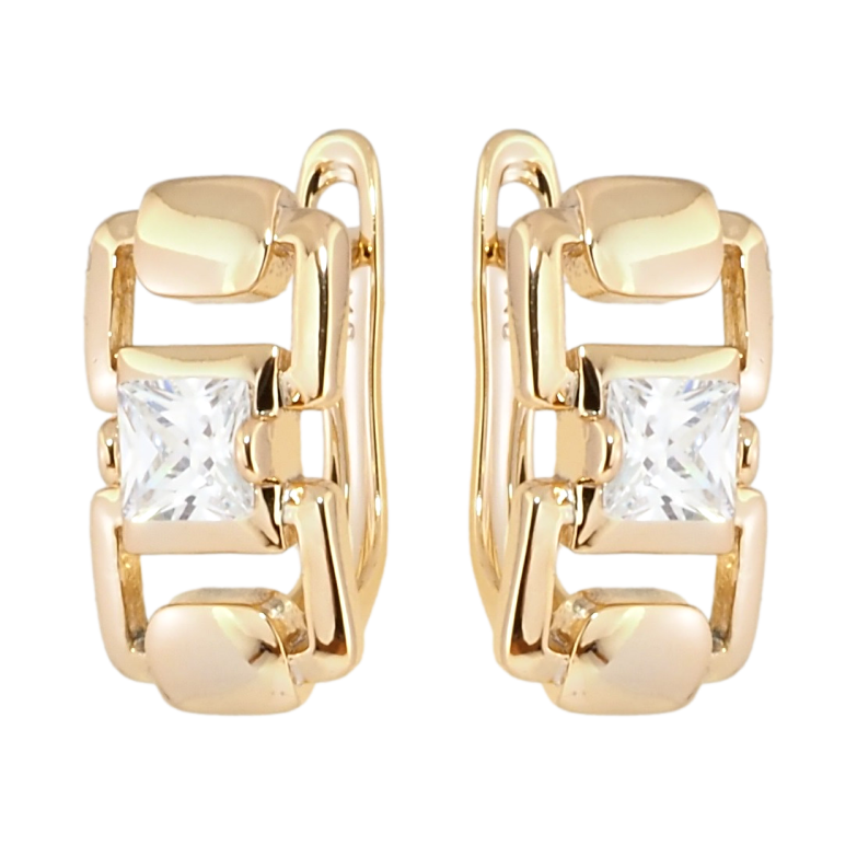 Серьги Xuping Позолота 18K английский замок Декоративный узор с фианитами фото №1