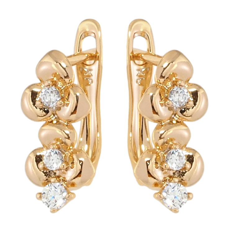Серьги Xuping Позолота 18K английский замок Цветочки с цирконием фото №7