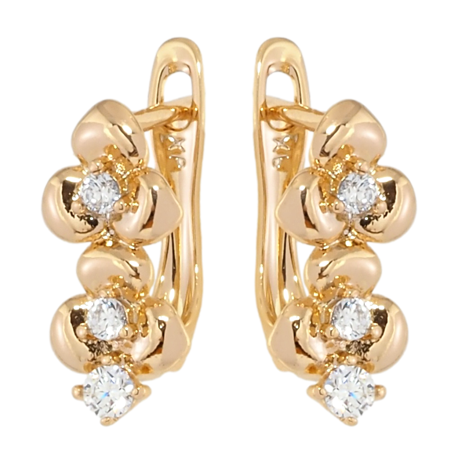 Серьги Xuping Позолота 18K английский замок Цветочки с цирконием фото №1