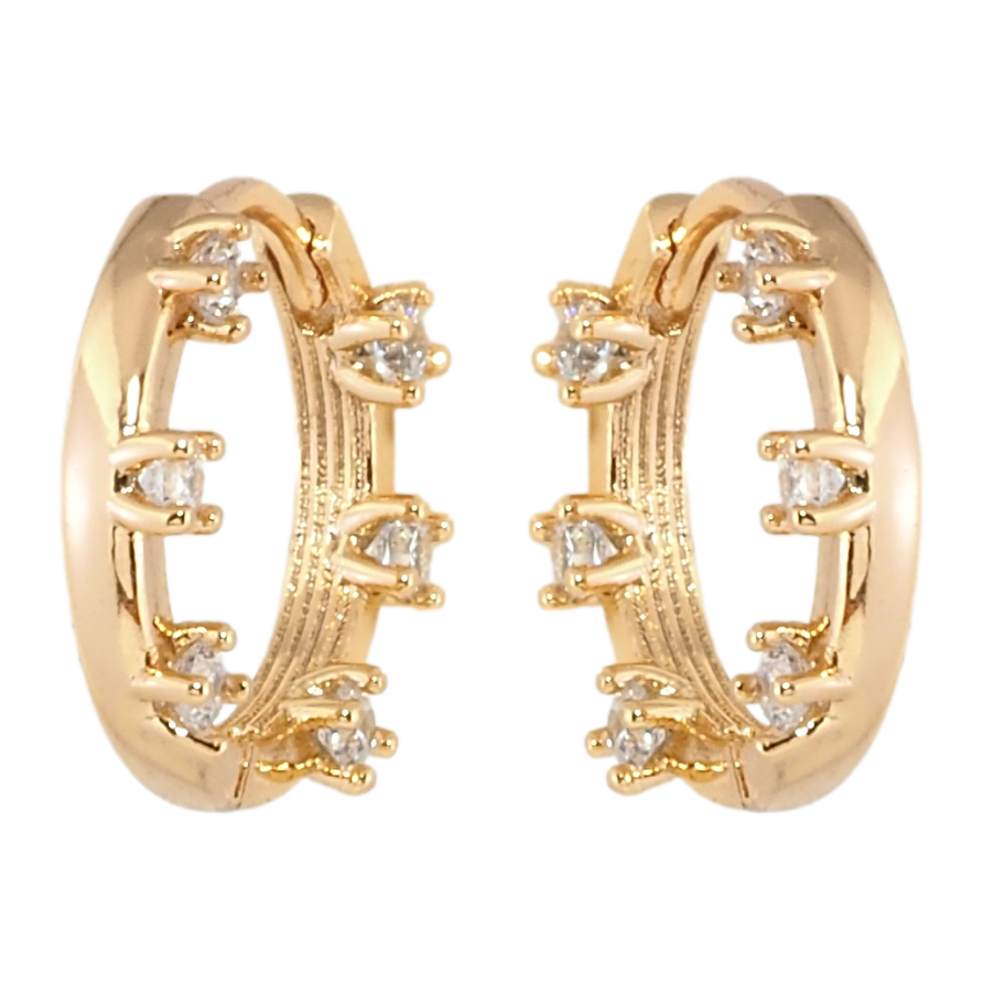 Серьги Xuping Позолота 18K колечки Декоративные с цирконием фото №1