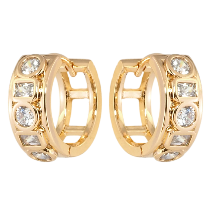 Серьги Xuping Позолота 18K колечки Дорожки циркония фото №10