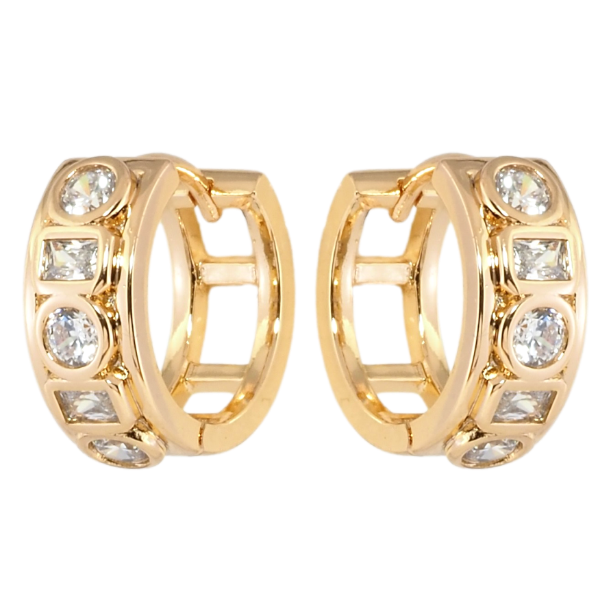 Серьги Xuping Позолота 18K колечки Дорожки циркония фото №1