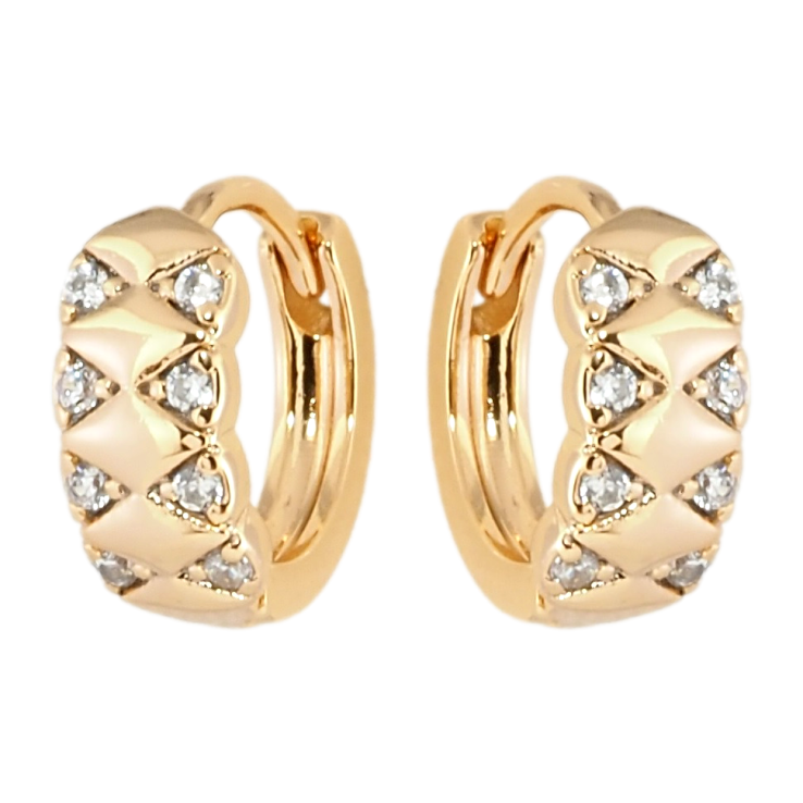 Серьги Xuping Позолота 18K колечки Ромбовый узор с цирконием фото №25