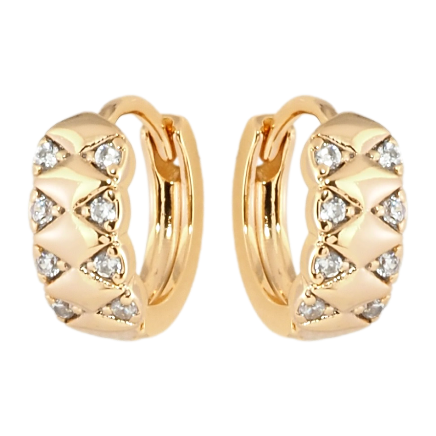 Серьги Xuping Позолота 18K колечки Ромбовый узор с цирконием фото №1