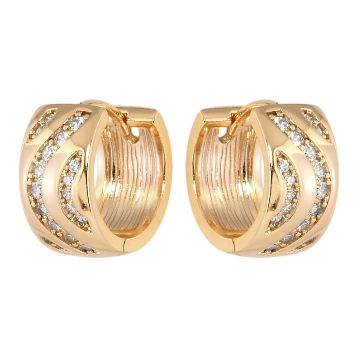 Серьги Xuping Позолота 18K колечки Узор с дорожками циркония фото №20