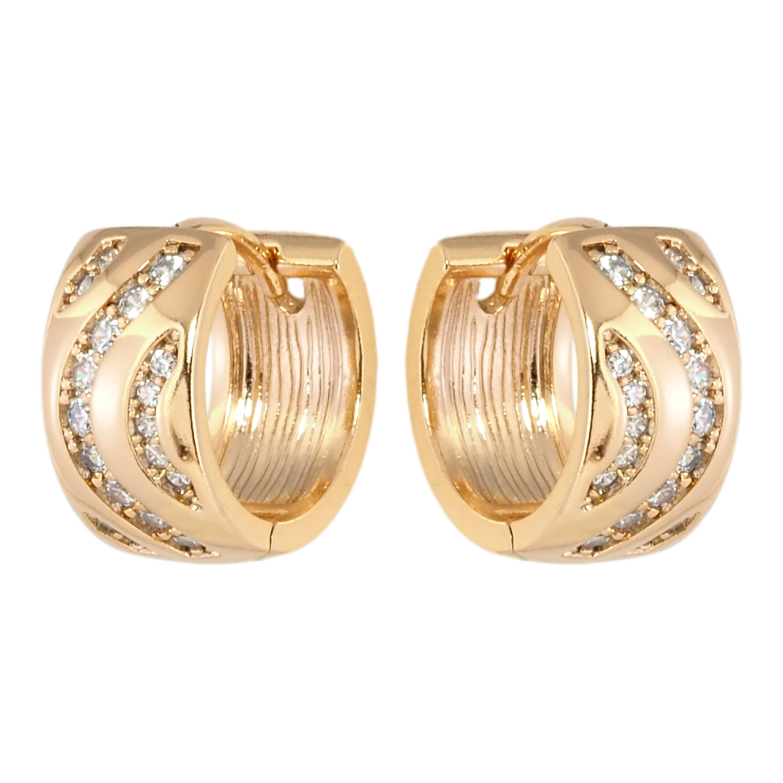 Серьги Xuping Позолота 18K колечки Узор с дорожками циркония фото №1